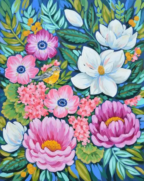 创意花卉油画绘画色彩太美了