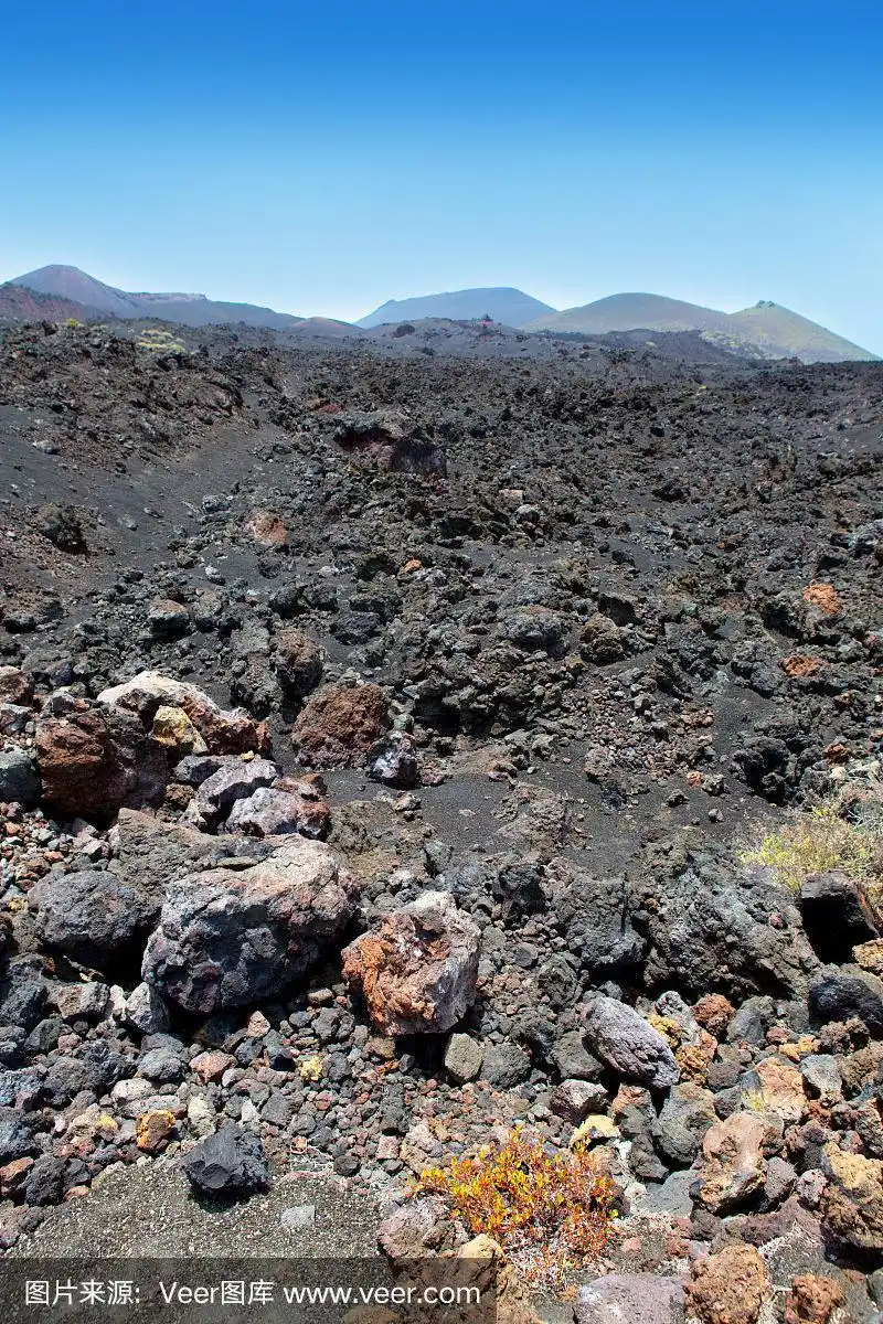 拉帕尔马火山熔岩黑色石头