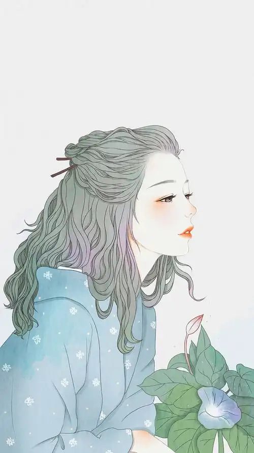 唯美手绘女生插画高清手机壁纸