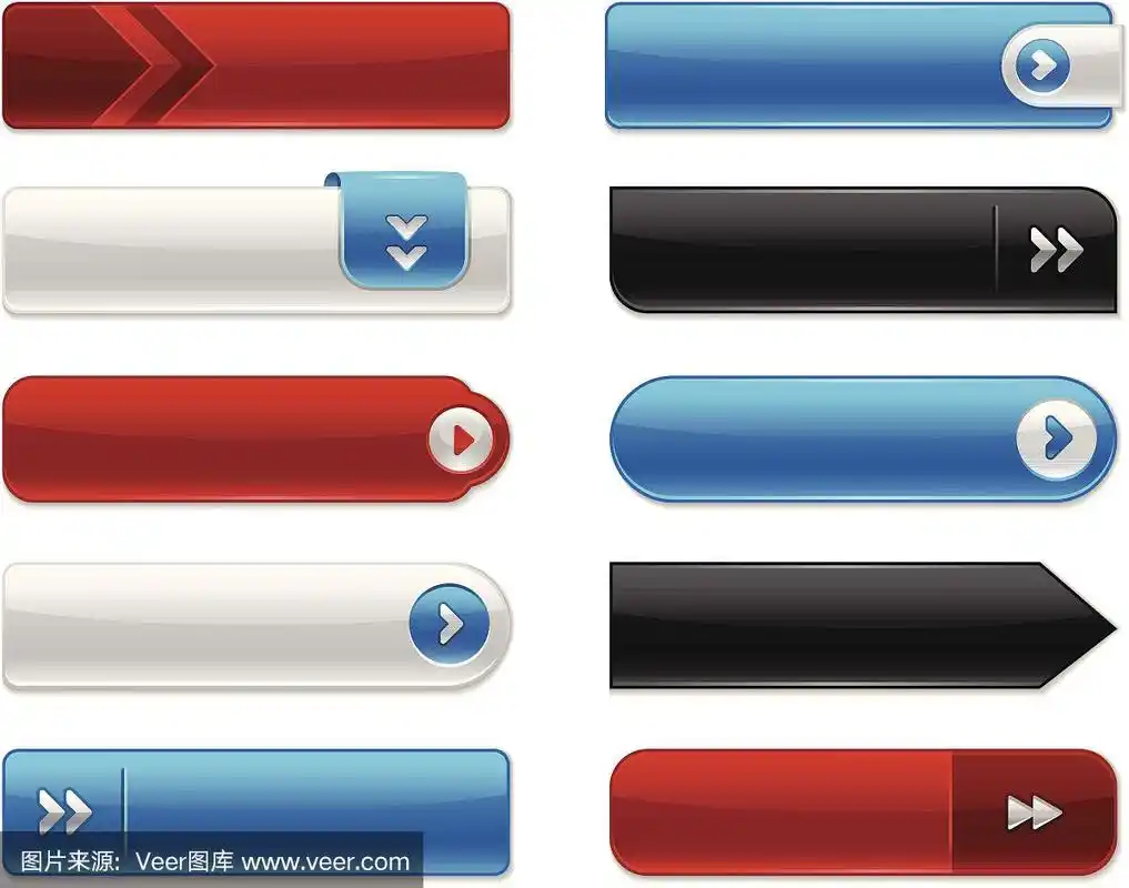 按钮,蓝色,红色,长方形,符号