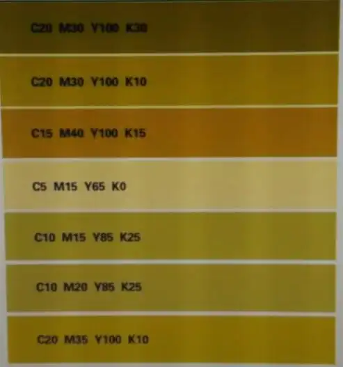 请问一下金色有没有固定的cmyk数值,或者金色怎么印刷出来呢? - 知乎