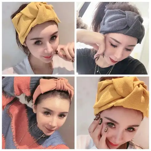 东大门代购 韩国秋冬新款宽边大蝴蝶结街拍明星百搭发带头戴饰品