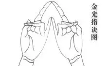 握好金光指诀后,轻闭双目或者垂帘,存想身前