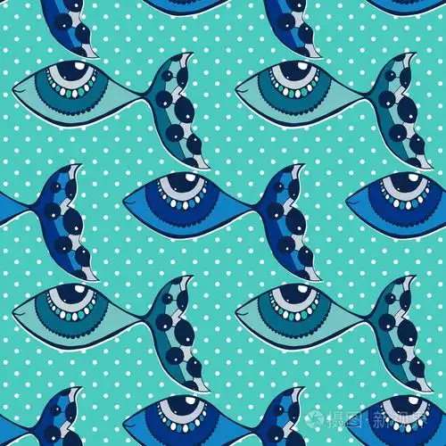 在蓝色背景上的抽象图形鱼