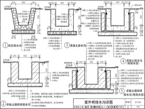 室外排水沟明沟做法图集,图集工业厂房排水沟明沟,砖砌明排水沟做法