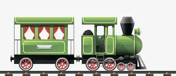 卡通手绘绿色卡通火车