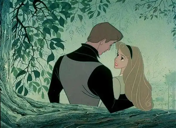 迪士尼经典动画《睡美人》中的王子与睡美人