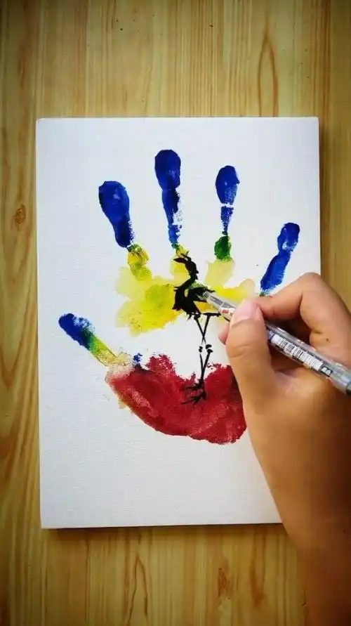 创意手掌印拓印画,学起来.