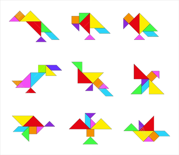 七巧板拼图图案大全9款小鸟七巧板图案拼法