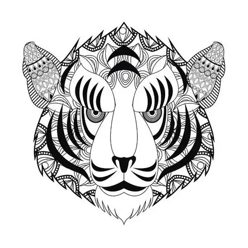 虎_动物_装饰_食肉动物_矢量_概念_绘画_黑白_设计_图片大全—全景