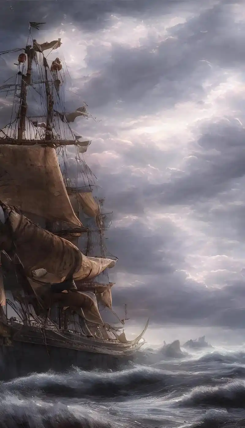 《暴风雨来临之际》"浓云黑压压汹涌翻腾而来,大雨即将在海上落 - 抖