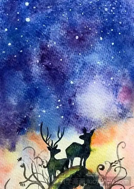 教你画星空下的麋鹿