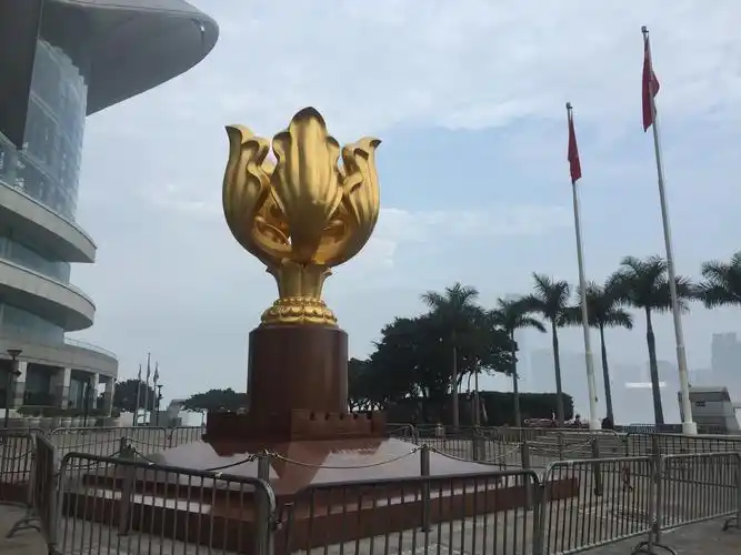 已升完旗的金紫荆广场,会展中心 金紫荆广场