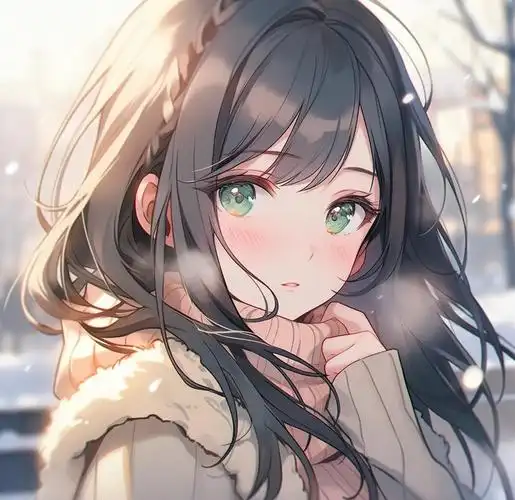 黑发绿眼雪景少女✨ai绘画咒语大公开