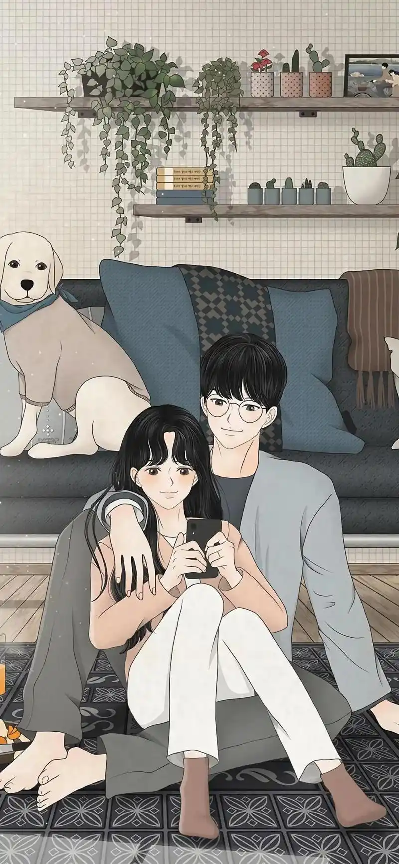 情侣插画壁纸.#二次元 #插画 #优质头像 #我又来送图啦  - 抖音