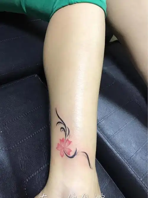 脚脖小清新樱花图腾_纹身图案手稿图片_陈秀杰的纹身作品集
