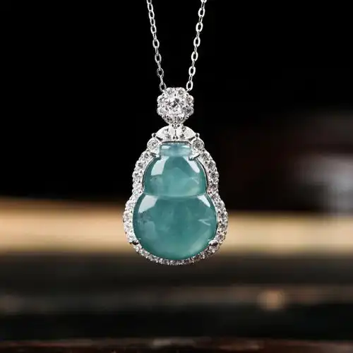 天然冰种翡翠葫芦a货吊坠s925银镶嵌券后299元包邮!