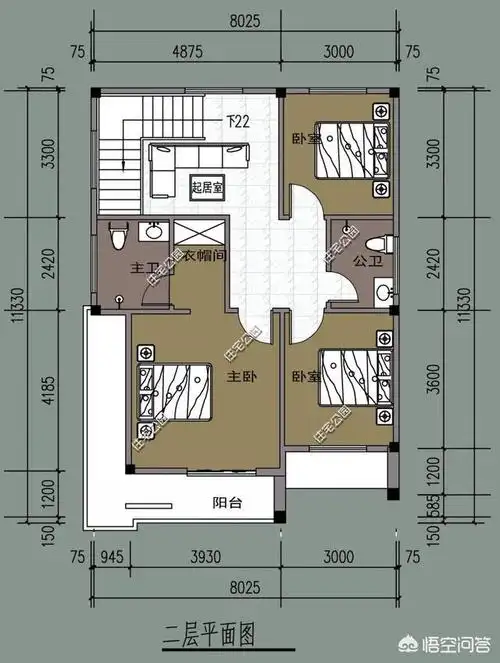 如何将开间8米进深12米且坐北朝南的房子设计为三层别墅