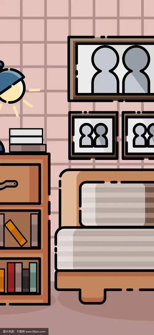 mbe卧室矢量插画扁平床头柜书桌椅子家居
