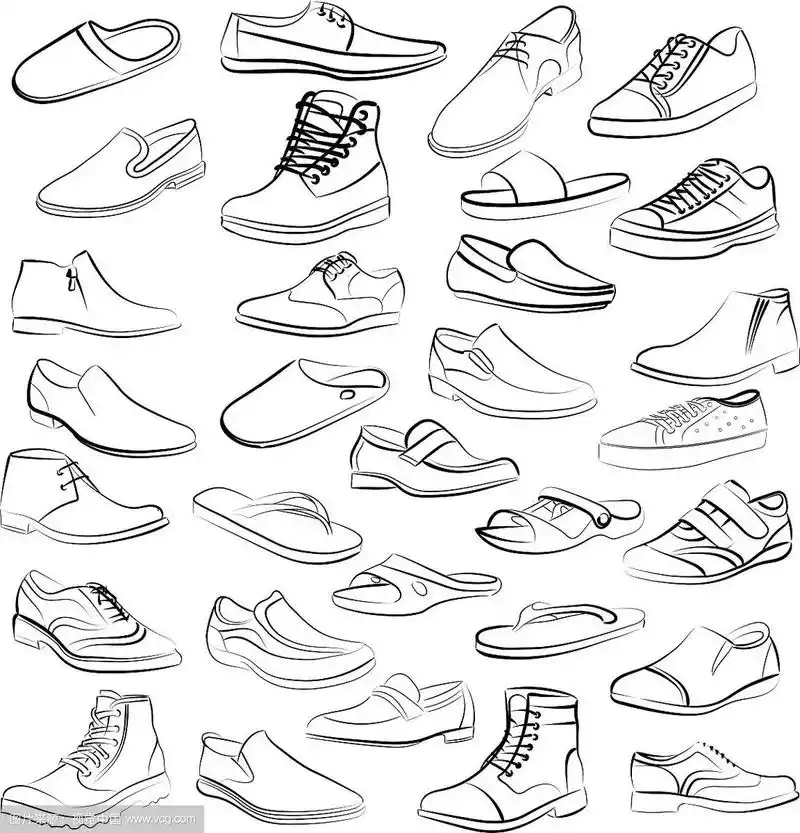 一套男人的鞋画上了线条