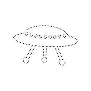 不明飞行物简单的符号.矢量.白色背景上的黑色虚线的图标.分离照片