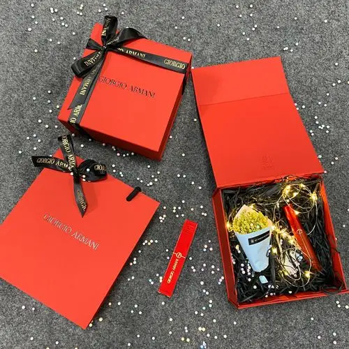 红色阿玛尼armani口红唇釉礼盒包装纸袋空盒子手提袋小号礼品袋子