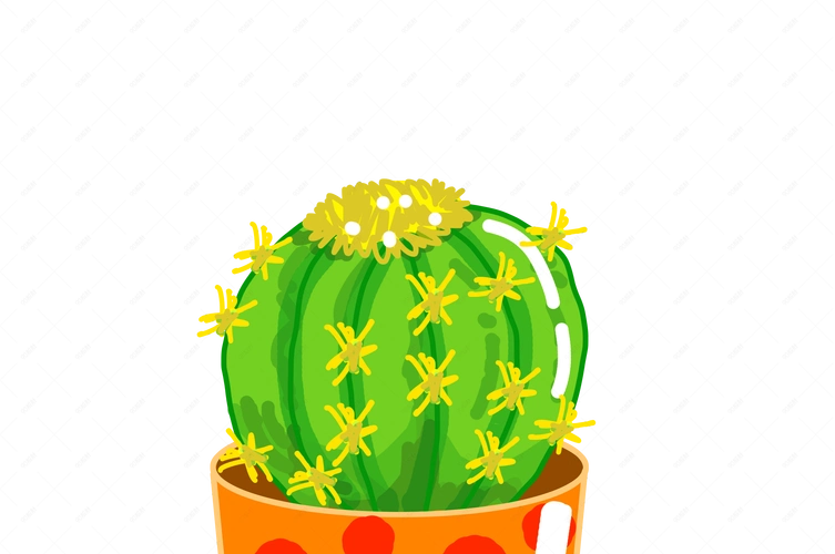 卡通手绘仙人球植物