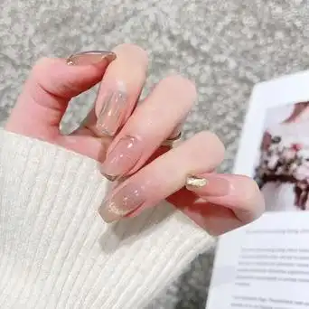 纯手工穿戴甲鎏金猫眼网红爆款夏日显白款美甲成品可拆卸