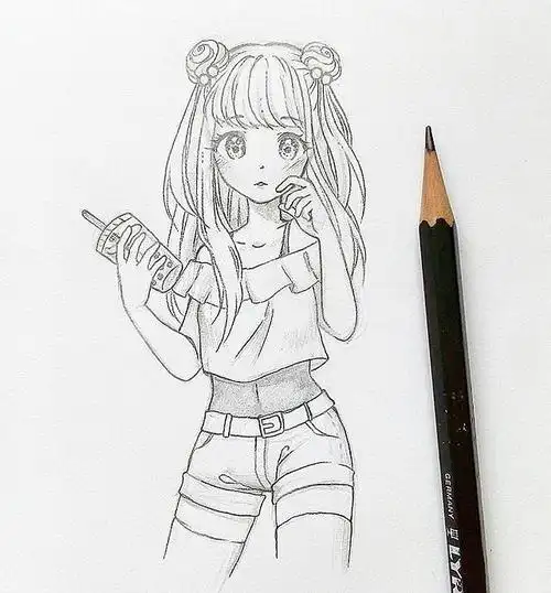 手绘素材动漫人物线稿可爱滴小女孩insalustrations仅作分享练习使用