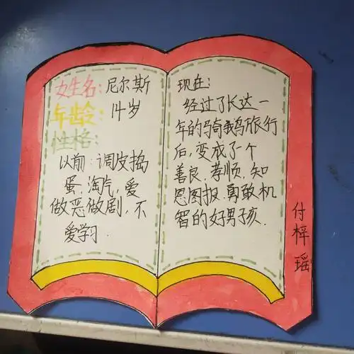 徜徉书丛 对话人物——南乐县第四实验小学六(2)班人物介绍卡