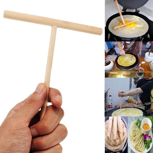 practial t shape crepe maker pancake batter wooden spreader