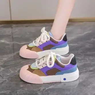 卓诗尼休闲板鞋女秋季潮酷个性拼色不撞款帆布鞋初中生新款原创超火潮