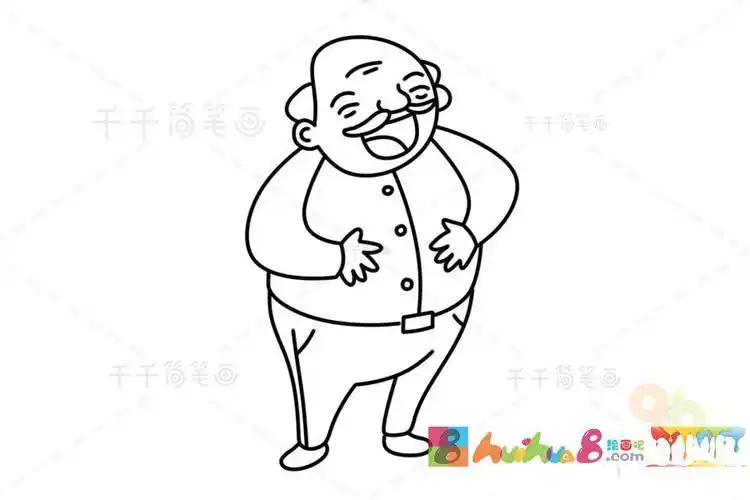胖子古代老爷爷简笔画