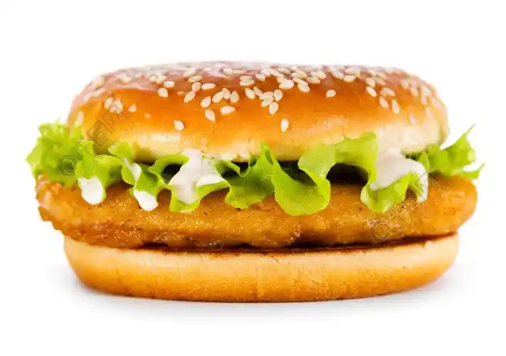 汉堡,鸡肉在白色背景上