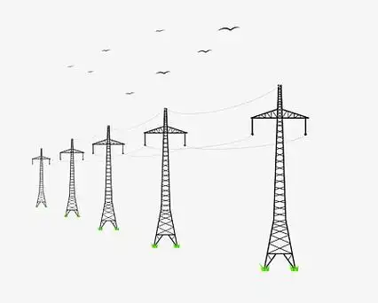 手绘黑色高压电线塔