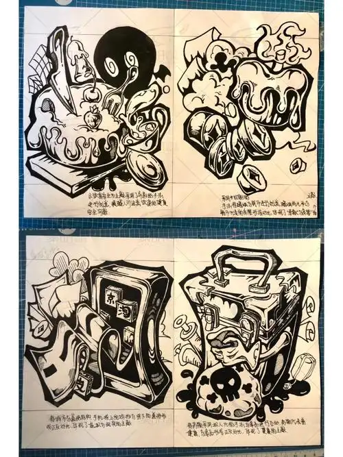 正反对比齐工大图形创意手绘高分卷