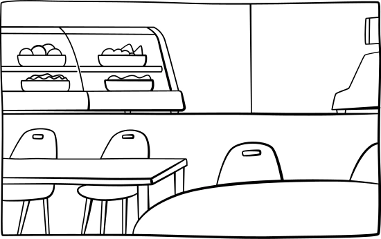 简笔画单色线条手绘教育元素食堂