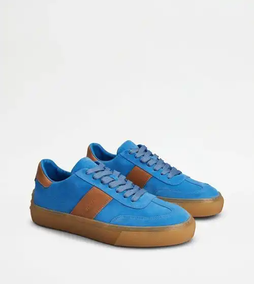 tods绒面皮革运动鞋浅蓝色棕色