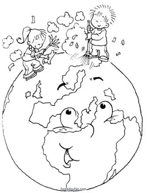 保护地球保护环境填色图片大全-红豆饭小学生简笔画大全