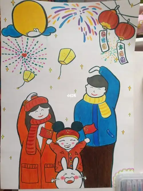 春节准备过新年的老鼠简笔画春节年画怎么画 春节年画简笔画步骤图