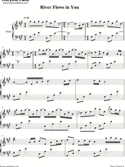 钢琴riverflowsinyou