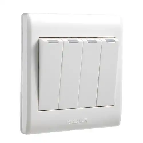 飞雕开关插座86型暗装家用四位开关四开四联双控开关面板电灯开关