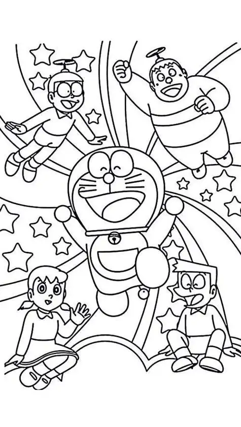 哆啦a梦全体人员简笔画