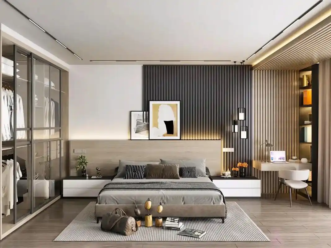 轻松的音乐搭配现代卧室床头背景墙效果图案例希望有你喜欢的类型