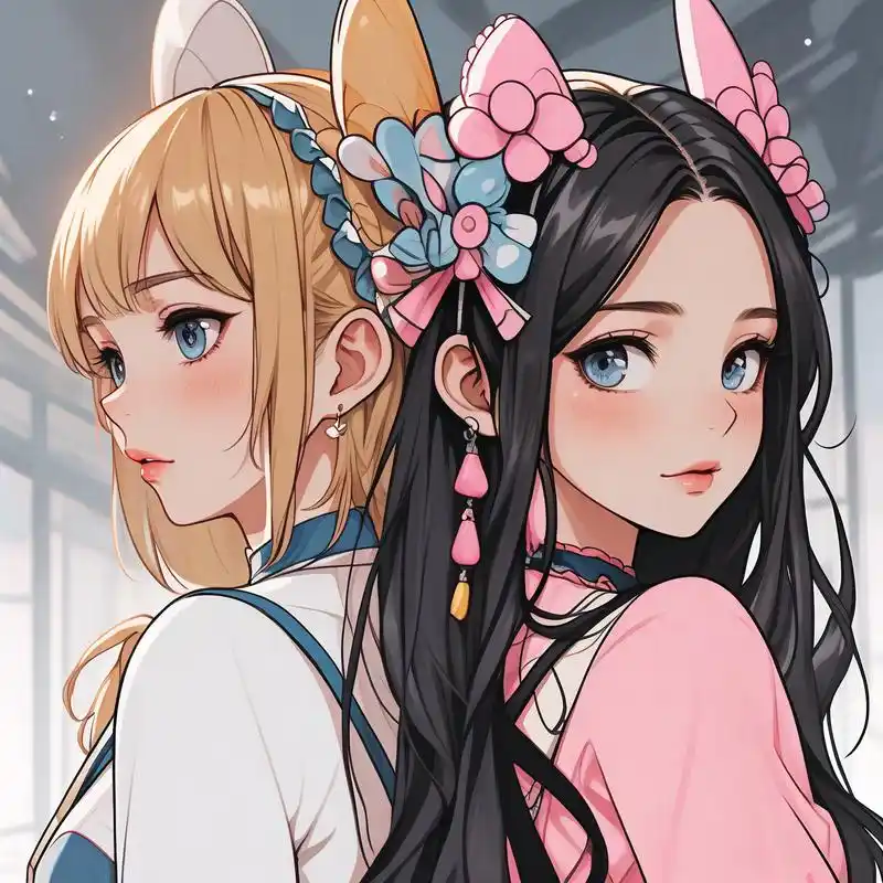 亲姐妹二人卡通头像👭,萌化了