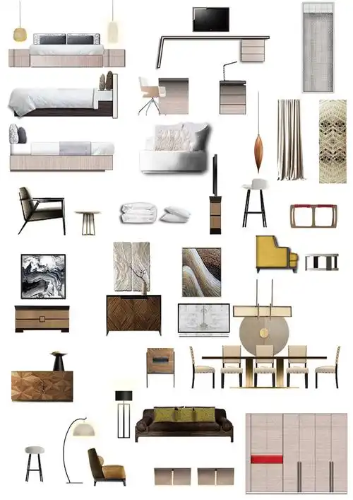 干货最新室内设计ps彩屏图平立面户型方案家具彩色素材要不要psd原图