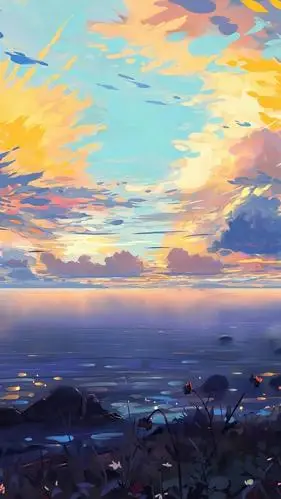 适合夏天的清新治愈动漫场景插画