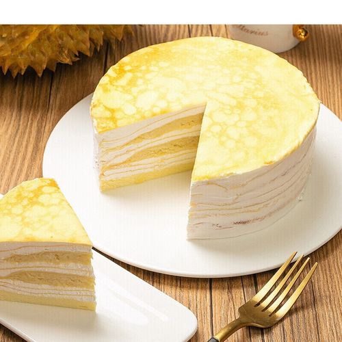宜享健康榴莲千层蛋糕生日网红手工蛋糕班戟西式甜点全国配 黄色 榴莲