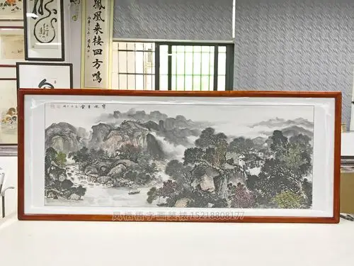 小六尺办公室山水画裱画框《宝地生金》_国画装裱_【凤林堂】广州装裱