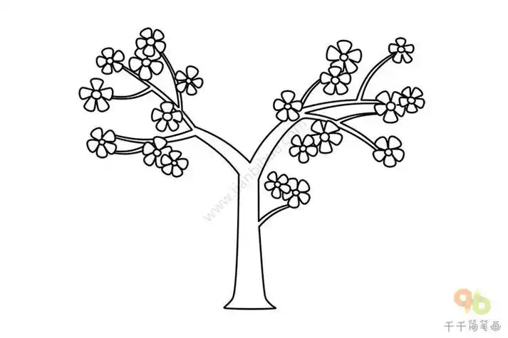 樱花树树干的简笔画(简笔画图片大全) -【爱个性】